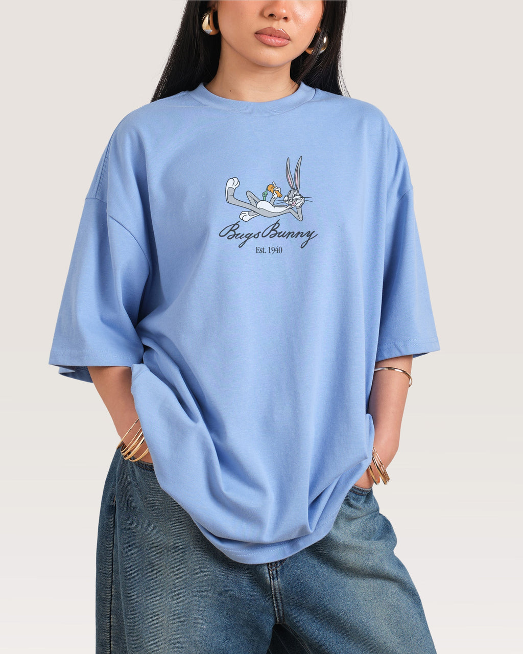 Bugs Bunny Book Crash Oversized Tee