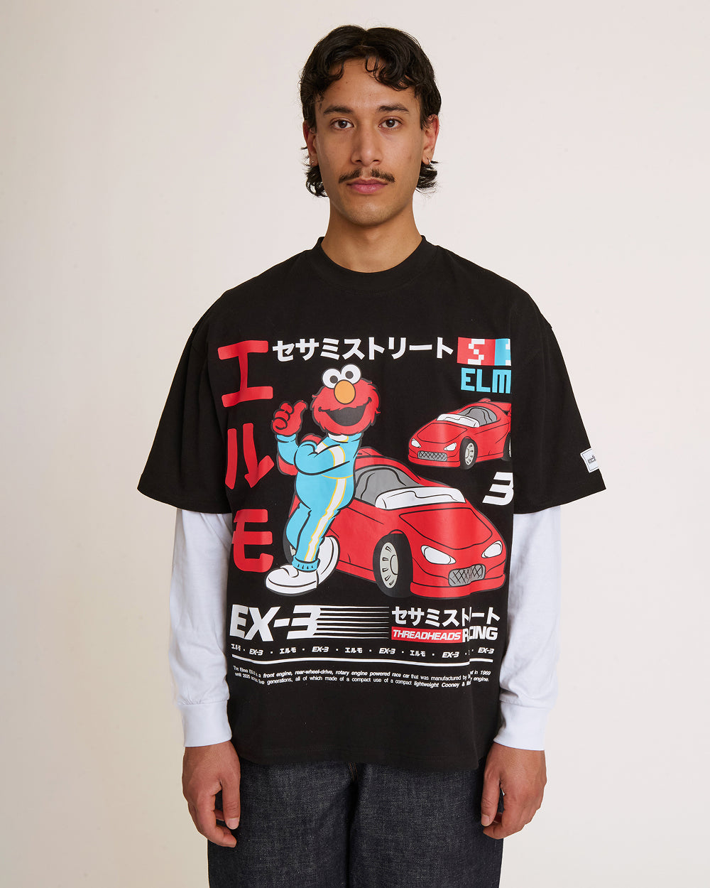Elmo Tokyo Drift Black Oversized Tee