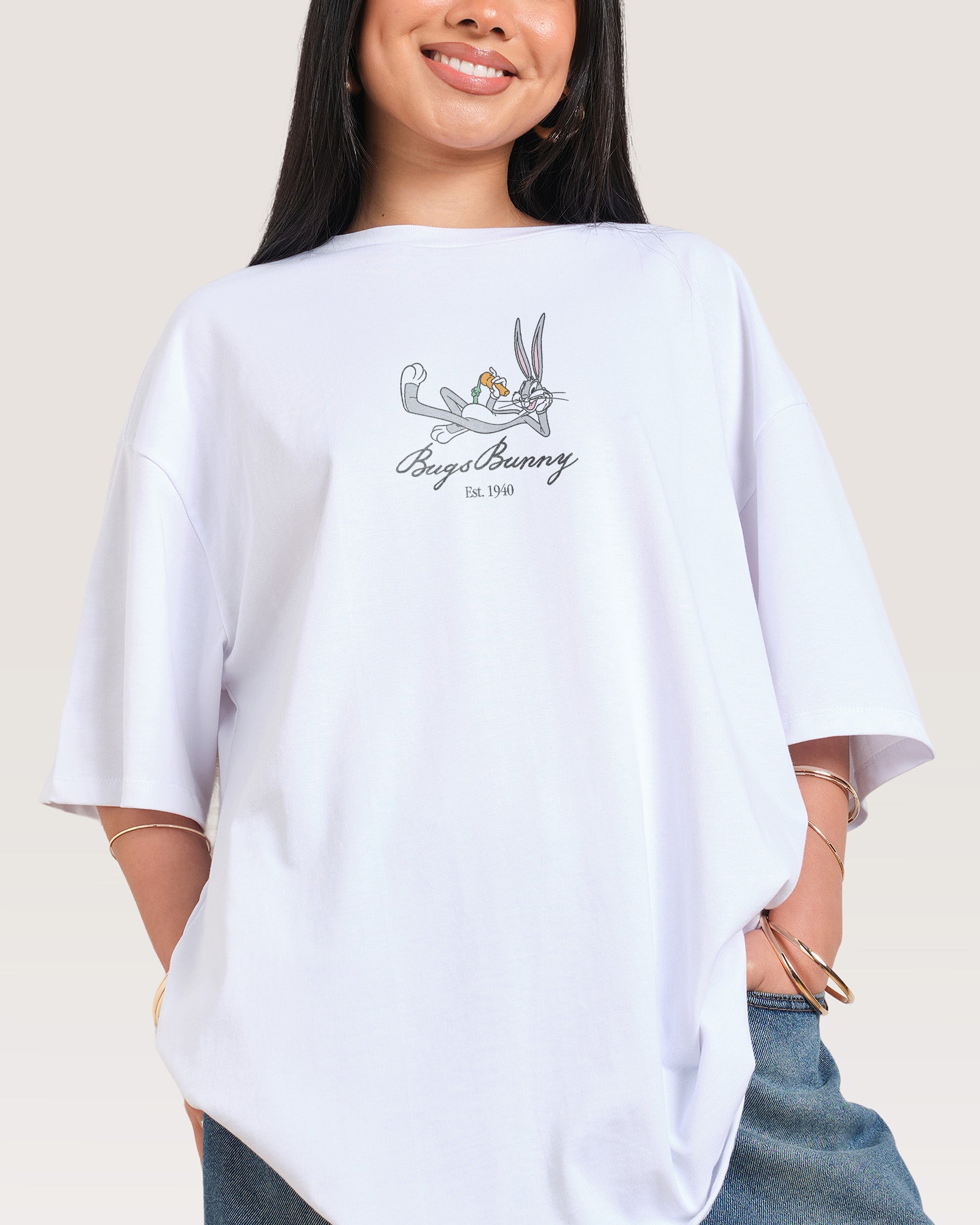 Bugs Bunny Book Crash Oversized Tee
