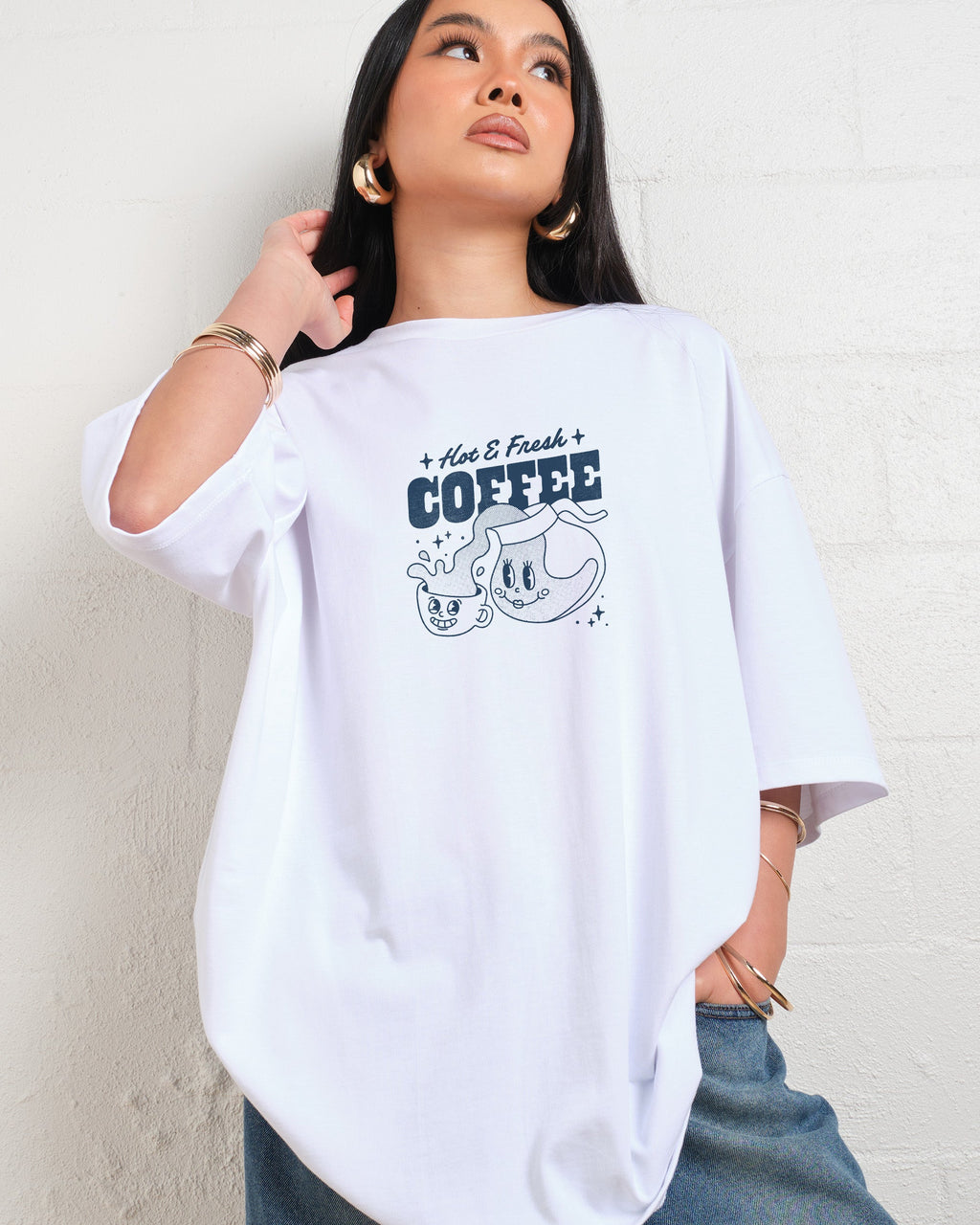 Hot & Fresh Coffee Oversized Tee