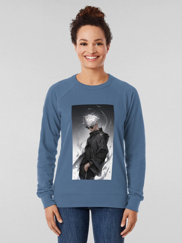 White-Haired Anime Boy Dark Aesthetic Lightweight Sweater