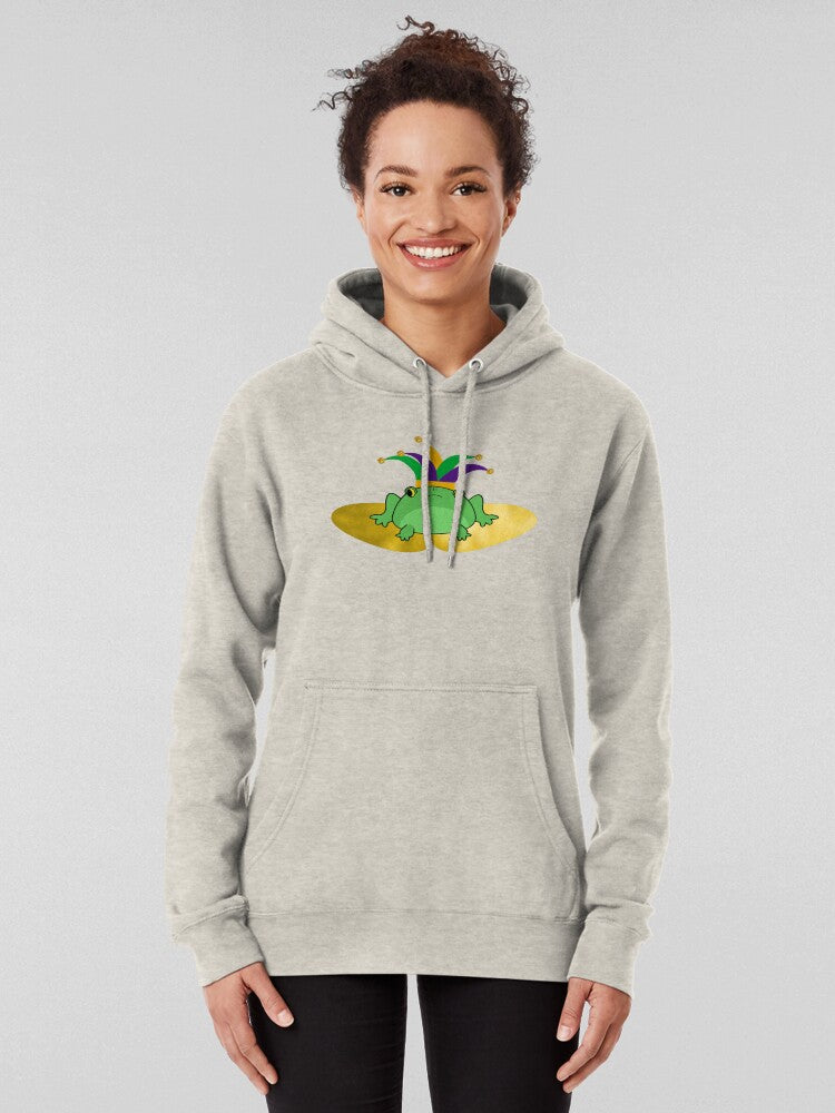 Adorable Mardi Gras Frog Design | Unique Animal Pullover Hoodie