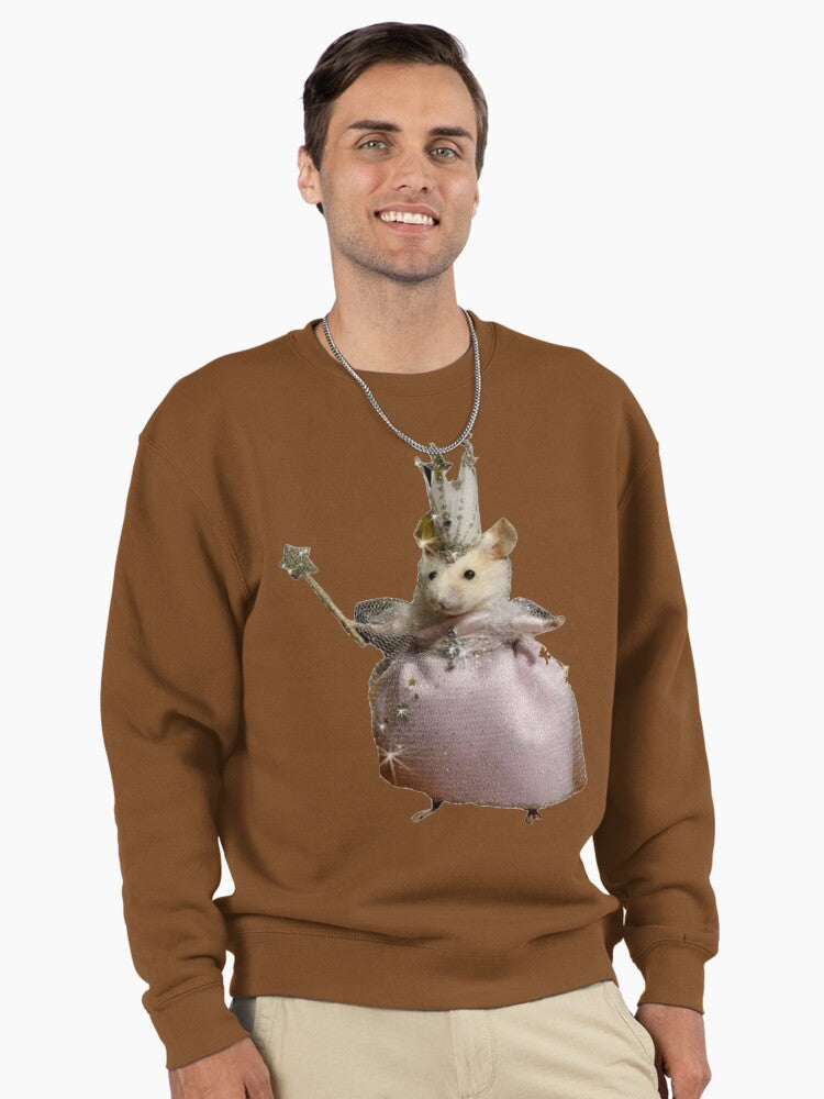 Whimsical Fairy Rat Mother Unique Pullover Sweatshirt Brown