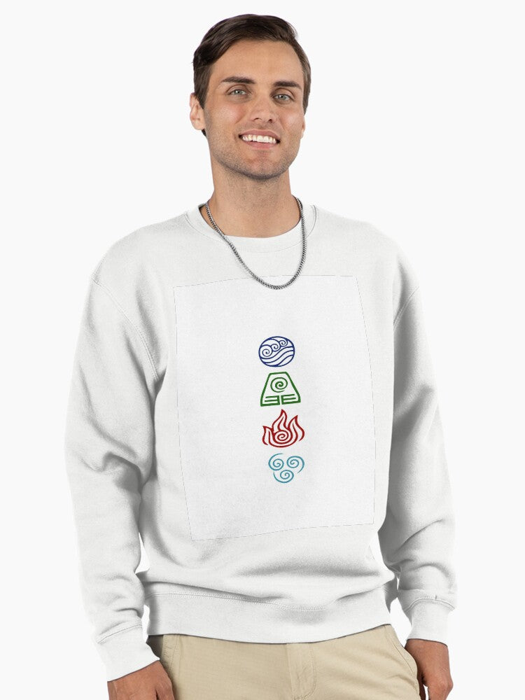 Avatar Four Elements Bending Pullover Sweatshirt White