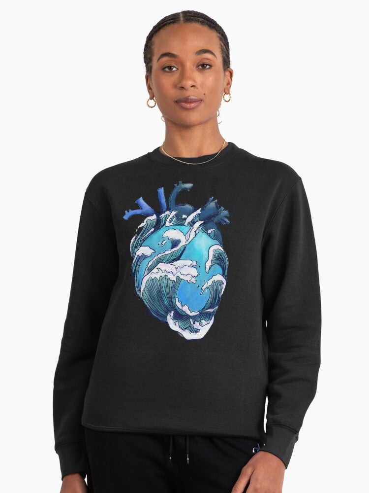 Beneath the Waves Ocean Aesthetic Pullover Sweatshirt Black