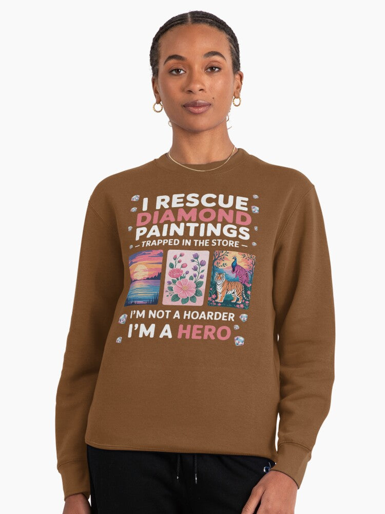 Artistic Diamond Painting Enthusiast Pullover Sweatshirt Brown