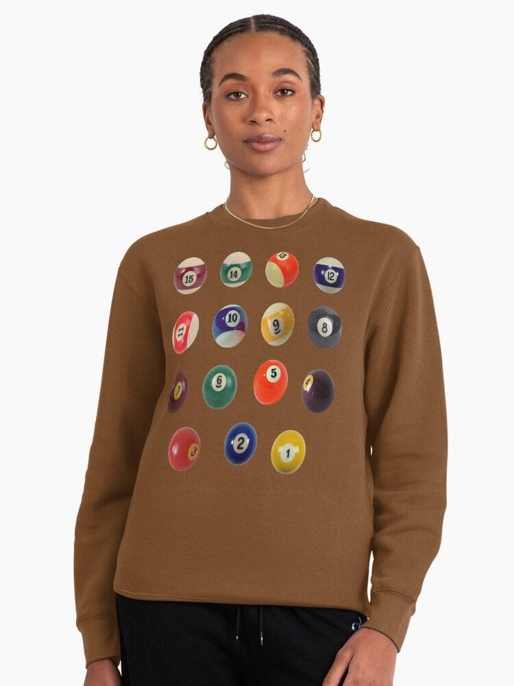 Vintage Billiard 8 Ball Indie Pullover Sweatshirt Brown