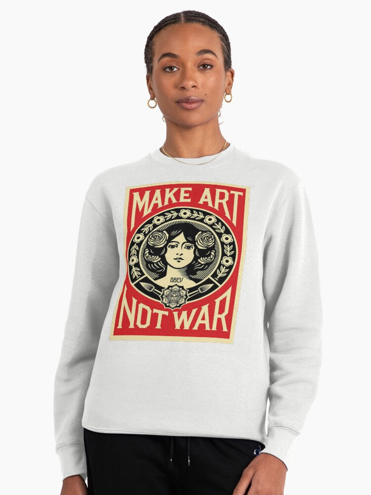 Art Not War Peace Activism Pullover Sweatshirt White