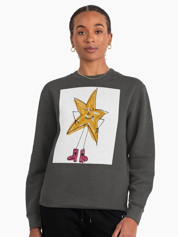 Whimsical Star Guy with Boots Pullover Sweatshirt Charcoal Heather